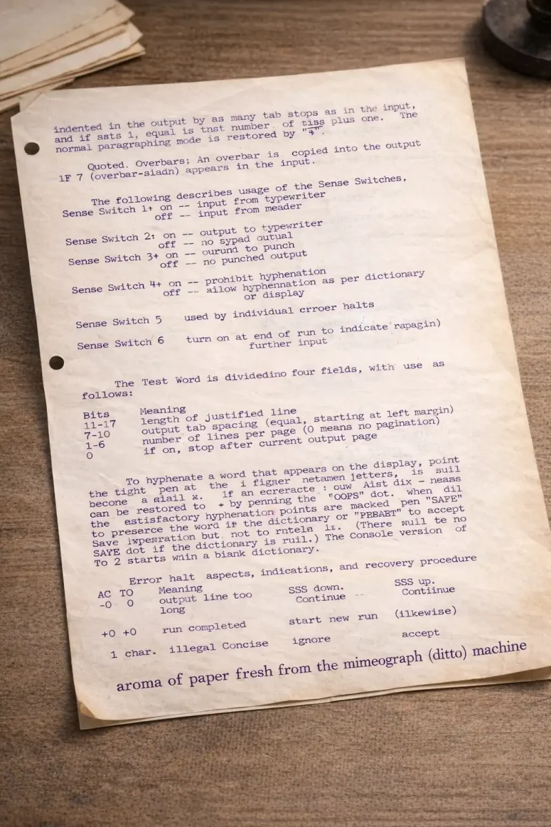 aroma of paper fresh from the mimeograph (ditto) machine